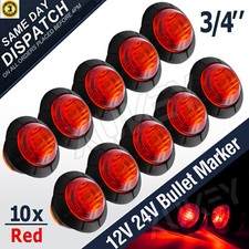 10X Red Mini 3/4" Round Marker Side Light Clearance LED Bullet Trailer 12-24V UK