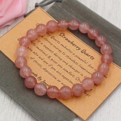 Strawberry quartz bracelet - strawberry,