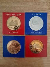 isle of man TT  RACE LEGENDS  bronze and silver  medallions x4 iom manx man