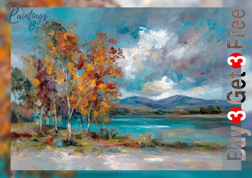 Autumn lake landscape - lake,