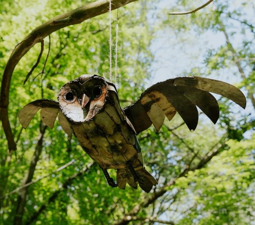 Metal flying barn owl - metal,