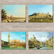 Canaletto prints. A4 canvas paper / poster art. Warwick Castle, St Pauls, Venice