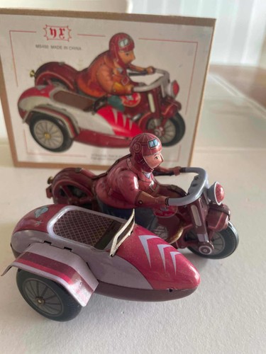 Tin wind motorcycle sidecar - wind-up,