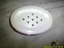 VINTAGE METAL LIDDED SOAP DISH BATH TUB SHAPE ENAMEL COAT