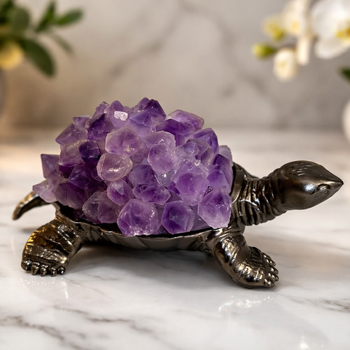 Amethyst crystal turtle - amethyst,