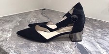 New Topshop Black Suede Pointed Toe Size 6 Shoes Ankle Strap 1.1/2 Ins Heels