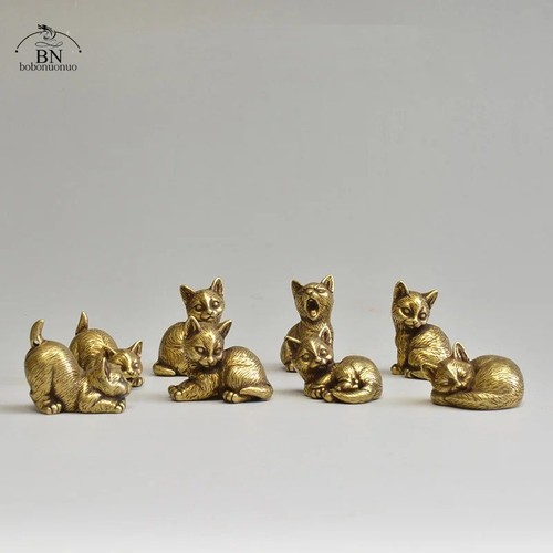 Cute cat miniatures brass - -,