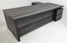 Modern Grey Oak Executive Corner Desk with Storage - 2400mm 240cm 2.4m
