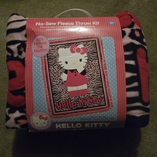 Brand New Hello Kitty Animal Print Fleece blanket, No Sew Blanket, 58 x 58 - HOT