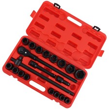 21PCS 3/4 inch 19-50mm Drive Deep Impact Socket Set Garage Repair Ratchets
