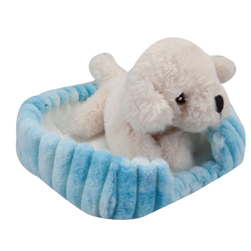 Labrador soft toy blue basket - labrador,
