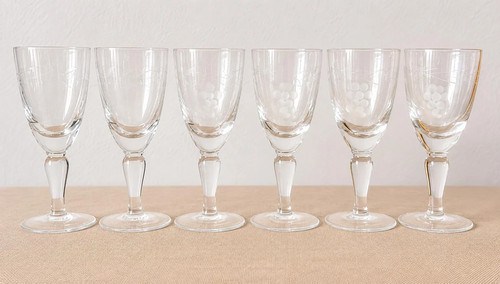 Vintage etched crystal - etched, wine