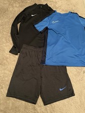 Nike 3 Piece Set, Boys, T-shirt, 1/4 Zip, Shorts, Large Boys V Good Condition