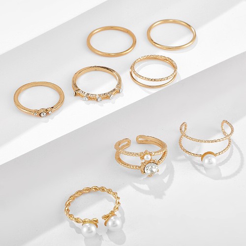 Set rings boho gold - set, 8