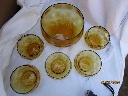 Orange glass trifle bowl with - orange,
