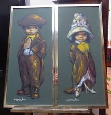LISTED ARTIST BARRY LEIGHTON JONES 2 LARGE OILS THE STREET URCHINS FREE SHIPPING