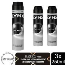 Lynx XXL Black 72H Sweat Protection Anti-Perspirant Deodorant, 3x250ml