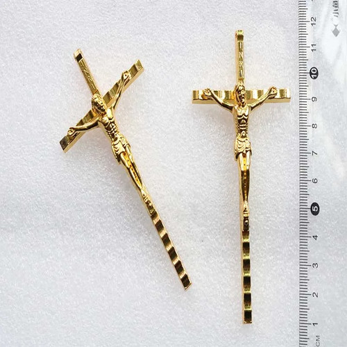 Large gold crucifix cross - gold,