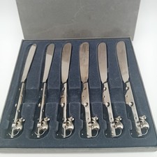 Vintage French Silea Silver Plated Mouse On Cheese Spreaders Set x 6 Box
