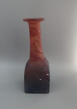 Wonky Studio Glass Mallet Shaped Vase, Orange with Internal Trails - Unsigned