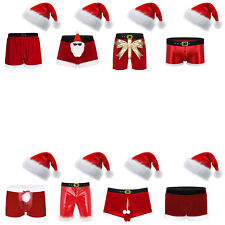 Mens Shorts With Hat Stylish Santa Claus Flannel Xmas Outfit Holiday Fancy Sexy