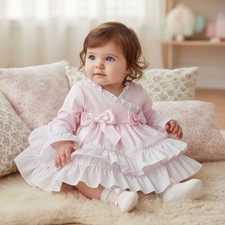 Baby Girl Dress Frilly Puffball Ruffles Wee Me Pink BOWS Pants