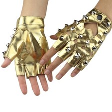 Leopard Print Rivet Gloves PU