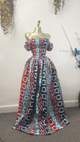 African print off - smocked, maxi