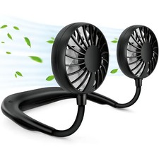 Neck Fan Battery Operated Neckband Fan 3-Speed Hand-Free Wearable Person
