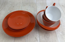 Vintage Gaydon Melmex Orange Plates x4, Cups x3, Saucers x3, Bowls x2