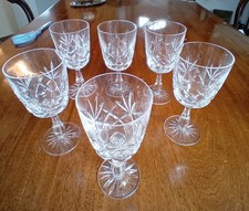 Set of 6 Beautiful Cut Glass Wine Glasses Excellent Condition
