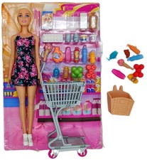 Barbie Grocery Shopping Playset – Doll, Shopping Cart, Food Accessories & Basket