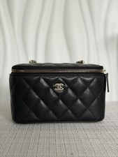 CHANEL Black Caviar LGHW Small Vanity with chain