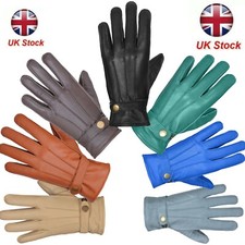 Leather gloves soft feel lining fleece winter warm outdoor walking 100% leather