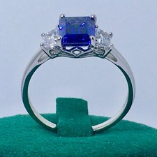 3.6ct AAAA Tanzanite Ring on 925 Sterling Silver with Lab-Grown Diamonds size U
