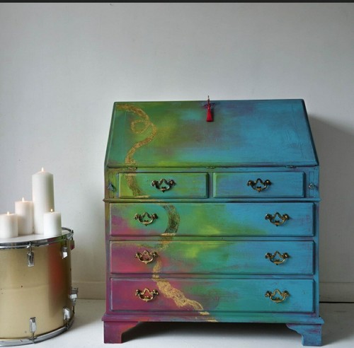Painted writing bureau - writing,