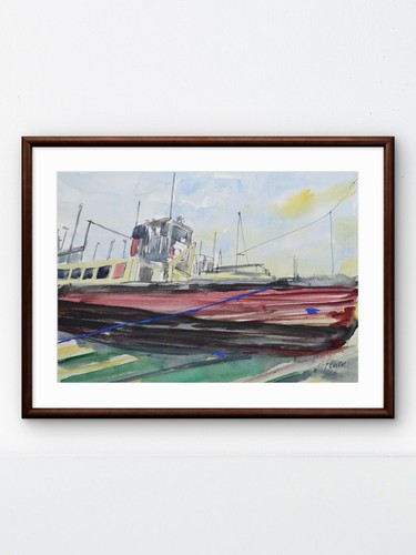 Oulton broad boat watercolour - boat,