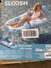 Inflatable Pool Floats Lounger Adult, Pool Lounge with Canopy Raft Floaties W...