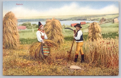 Antique postcard rattvik - antique,