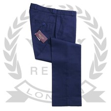 Relco Mens Sta Press Trousers LONG LEG Navy Blue Vintage Stay Pressed Prest Mod