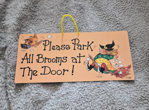 Hanging wooden halloween witch - wooden,