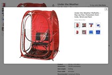 Under the Weather MyPod XL Pop-Up Weather Pod 48x48x58 Red w/ Bag, Stakes, Roof