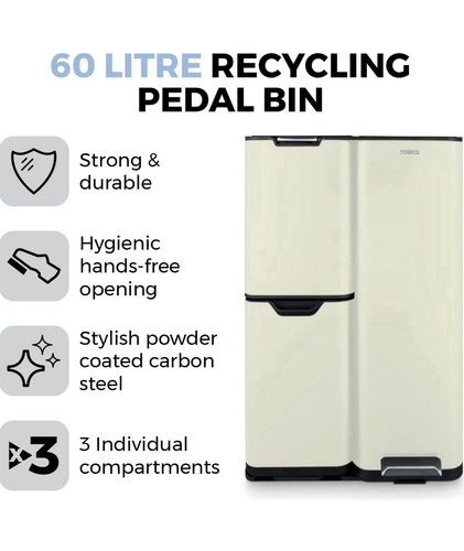 Tower 60l pedal bin - bin, steel