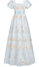 CR ROLECOS Regency Dress Jane Austen Victorian Tea Party Gown S Light Blue