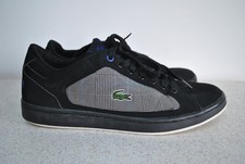 Black leather lace up men NISTOS designer low cut trainers size 9 (43) LACOSTE