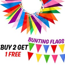 10M LARGE COLOUR BUNTING FLAGS PENNANTS PARTY DECORATIONS PARTIES