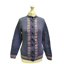 Vintage Cardigan Twin Set Purple Hand Knit Cottagecore Jumper M 10 EU 34 Women's