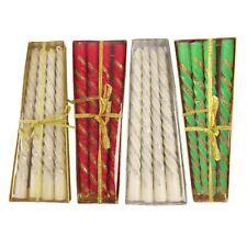 Pack of 4 Glitter Twisted Taper Candles! Church Pillar Xmas Colour