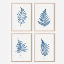 4X Blue And Cream Ferns ART