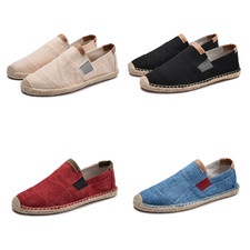 Men's Casual Handmade Linen Espadrilles Slip-on Breathable Fisherman Shoes